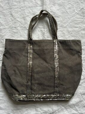 Vanessa Bruno Grey Canvas/Sequin Cabas Tote